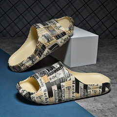 Men's Vintage Graphic Print Slip On Slides Casual Outdoor Slippers