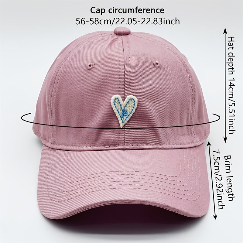 Peach Heart Patch Baseball Cap Solid Casual Sun Hat Adjustable Golf Dad Hats