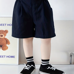 5pairs Kids Striped Breathable Sports Socks For Spring Summer