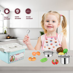 Kids' Kitchen Play Set Dino Apron & Pretend Food Educational Role Play