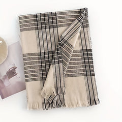 Plaid Warm Scarf Cashmere Scarf Windproof Tassel Scarf