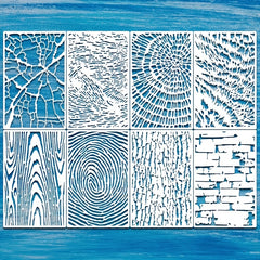 8pcs Abstract Texture Stencils For Painting Wood Grain Crackle Marble Bricks