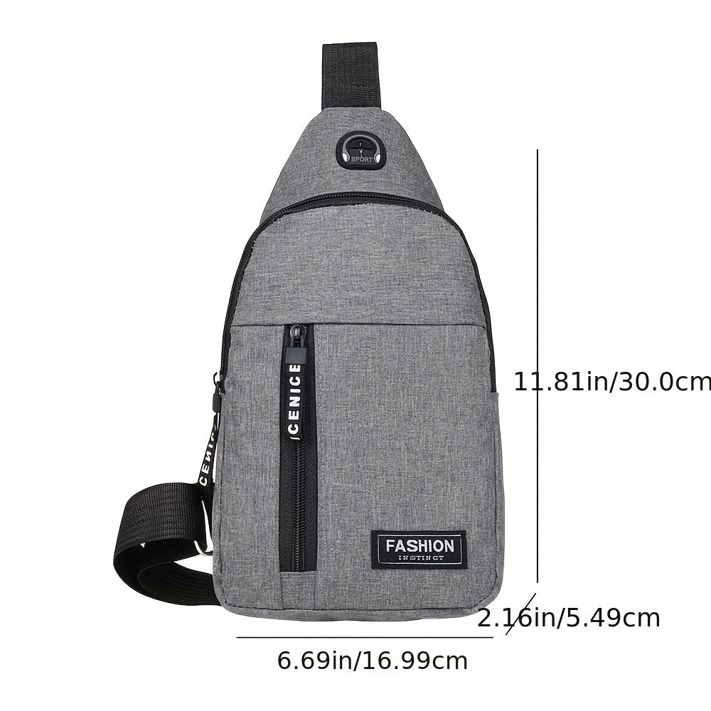 Casual Crossbody Bag For Men Women Portable Shoulder Bag With Earphone Hole