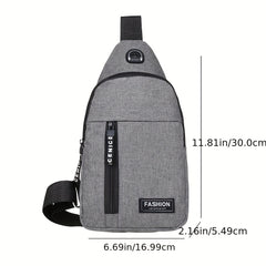 Casual Crossbody Bag For Men Women Portable Shoulder Bag With Earphone Hole
