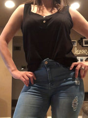 Button Front Sleeveless Tank Top for Women