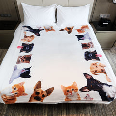 Funny Pet Cat Dog Simulation Print Blanket Warm Flannel for Camping Travel