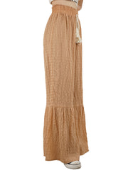 Tassel Drawstring Wide Leg Pants Casual Solid Textured Loose Pants