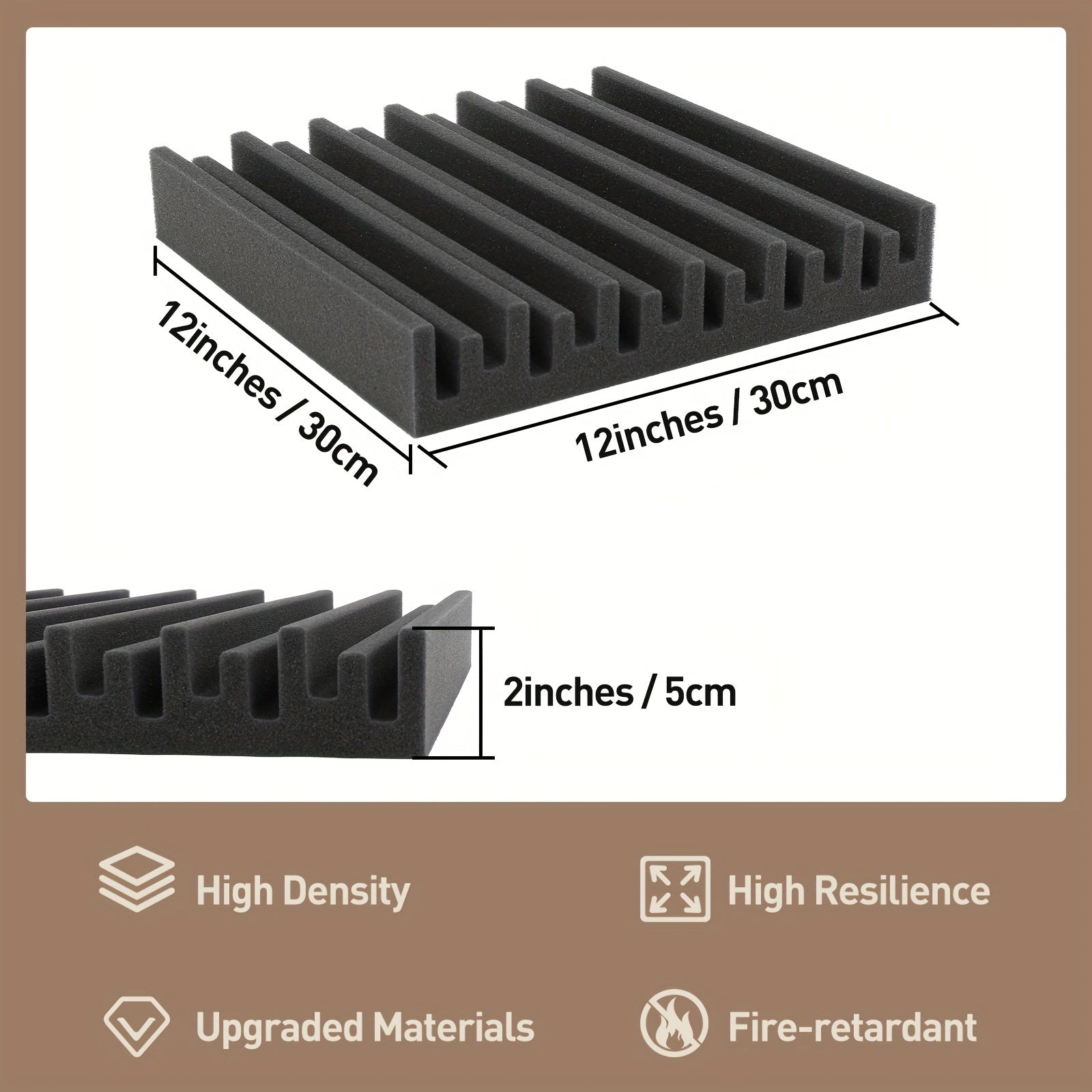 24pcs Sound Absorbing Grooves High Density Resilient Fire Resistant Hom