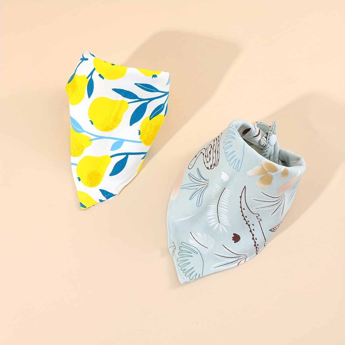 2pcs Soft Cotton Baby Drool Bibs Triangle Scarf