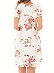 Floral Print Plus Size Short Sleeve Mini Dress