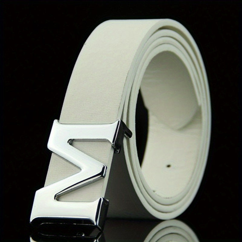 Men's M Pattern Buckle Belt for Outdoor Party Business