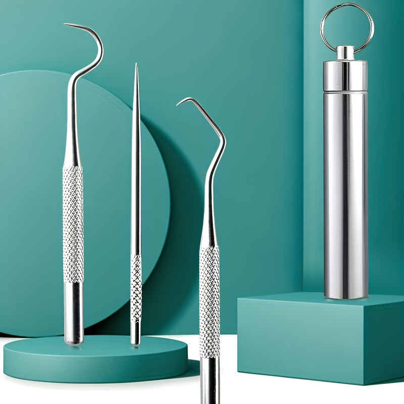 7pcs Stainless Steel Toothpick Dental Floss Oral Teeth Care Cleaning Tool