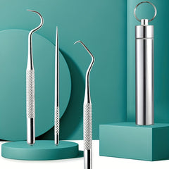 7pcs Stainless Steel Toothpick Dental Floss Oral Teeth Care Cleaning Tool