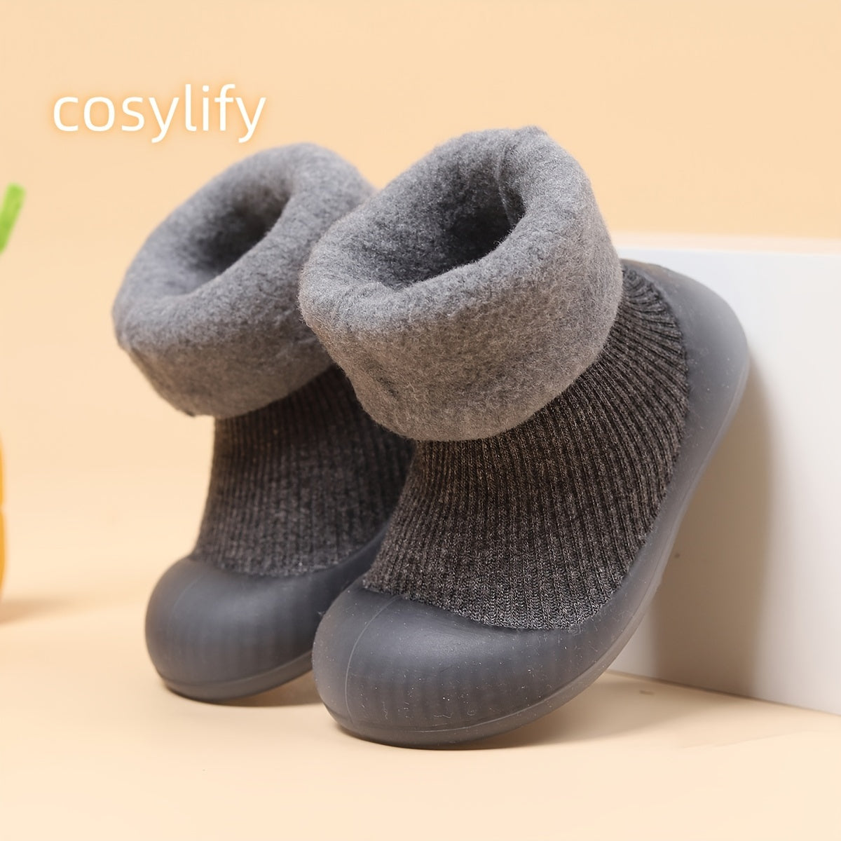 Baby Girls Plush Slip-On Sock Shoes Non-Slip Soft Sole Thermal Toddler Shoes
