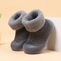 Baby Girls Plush Slip-On Sock Shoes Non-Slip Soft Sole Thermal Toddler Shoes