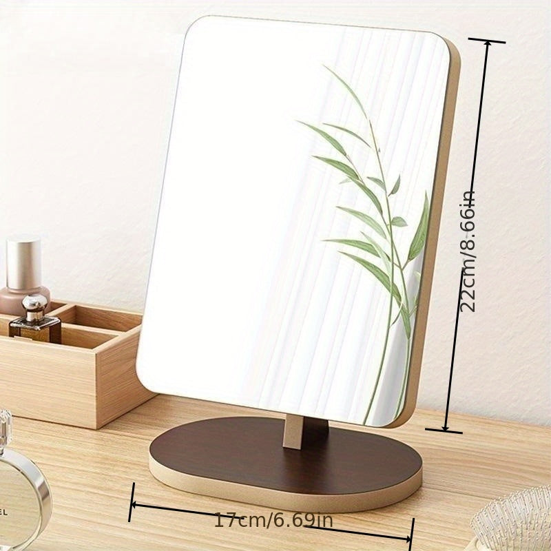 Wooden Vanity Mirror Rotating Makeup Mirror for Daily Makeup & Skincare