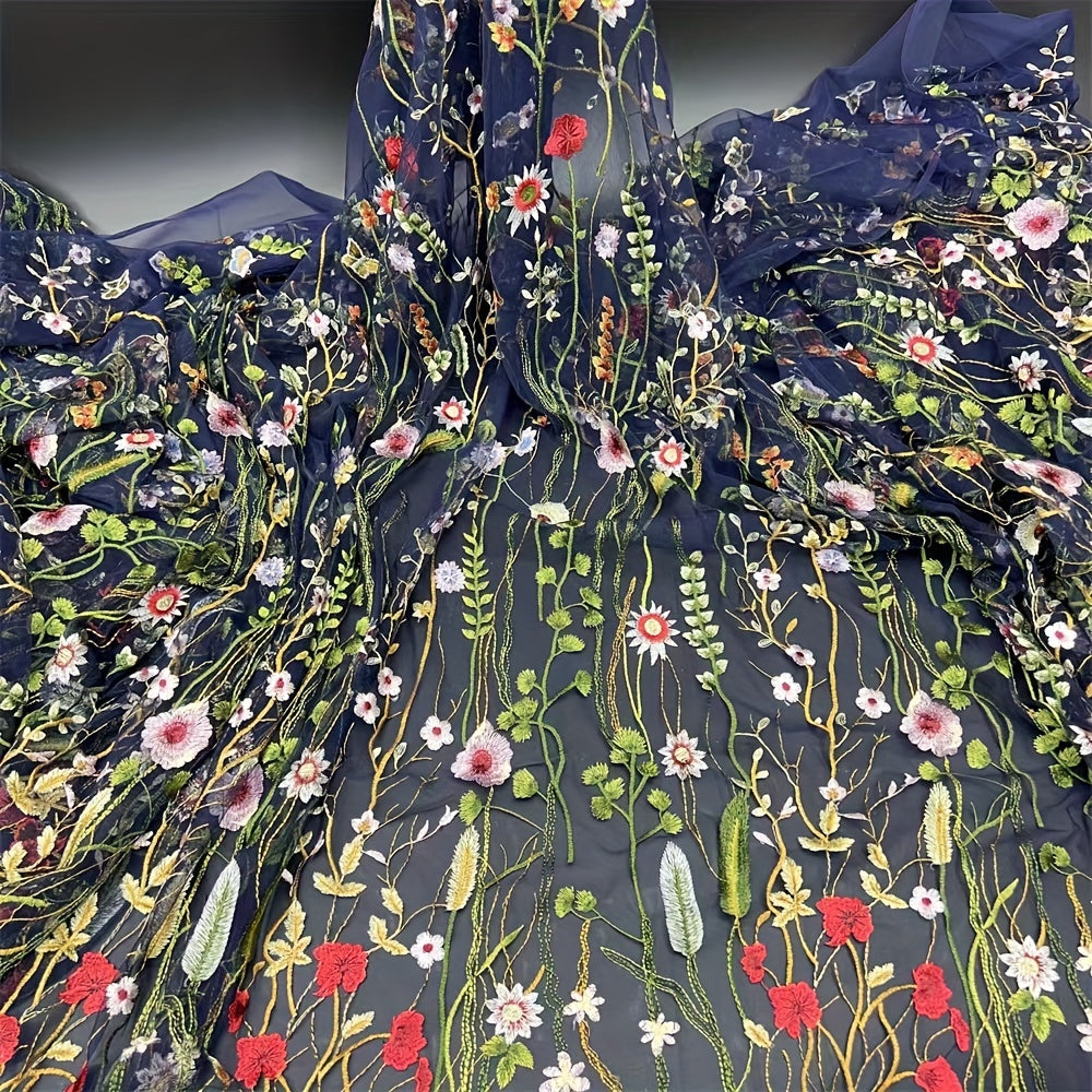 Floral Flower Embroidery Lace Fabric for DIY Wedding Dress Craft Home Decor