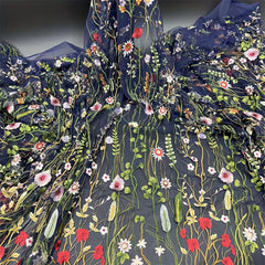 Floral Flower Embroidery Lace Fabric for DIY Wedding Dress Craft Home Decor