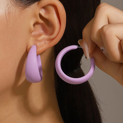 C Shape Bright Hoop Earrings Resin Jewelry Gift