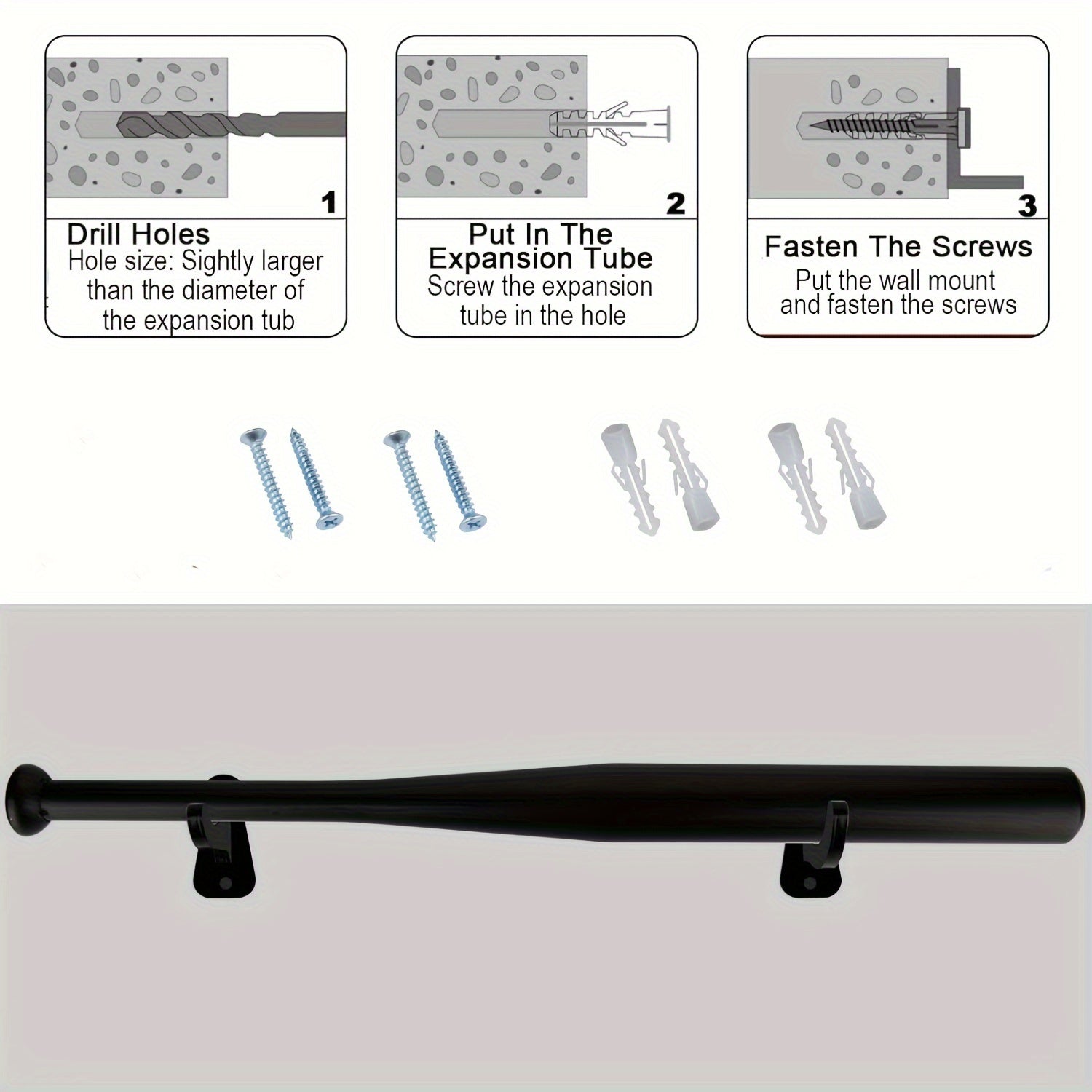 2pcs Acrylic Baseball Bat Holder Wall Mount Display Rack Transparent Softball