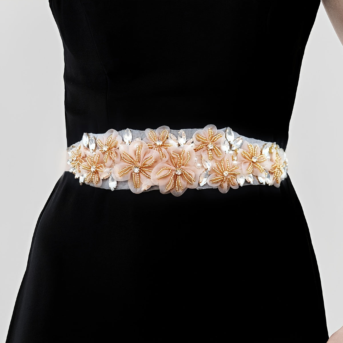 Crystal Rhinestone Bridal Belt with Organza Ribbon