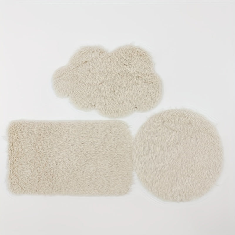 3pcs Mini Plush Rug Set Doll Micro Simulation Floor Mat for Dollhouse