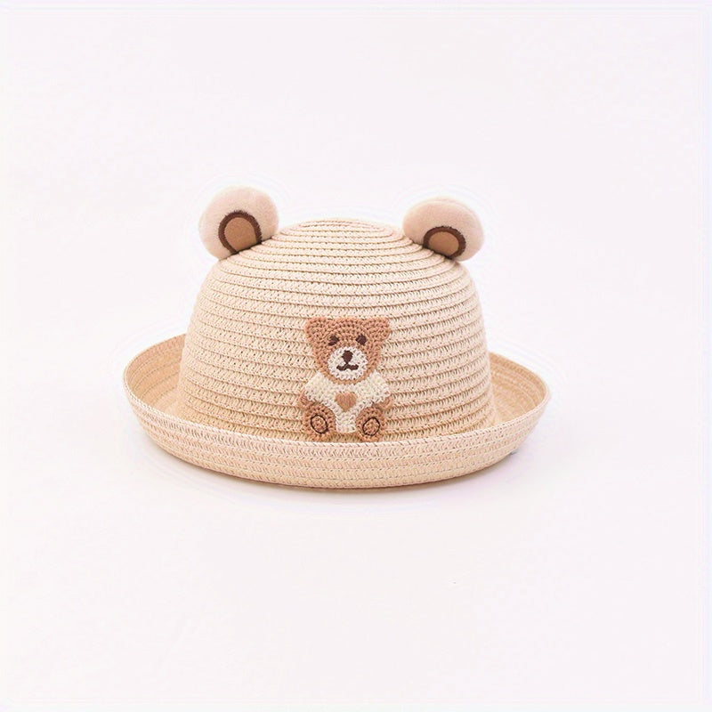 Bear Straw Hat Sun Protection for Outdoor Traveling Beach Party Boys Girls