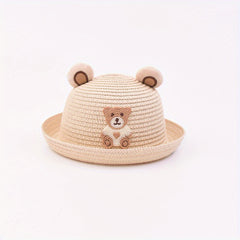 Bear Straw Hat Sun Protection for Outdoor Traveling Beach Party Boys Girls