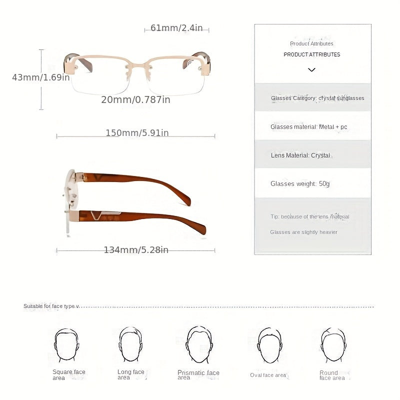 Men's Small Rimless Sunglasses UV Resistant Sunglasses With Glasses Case
