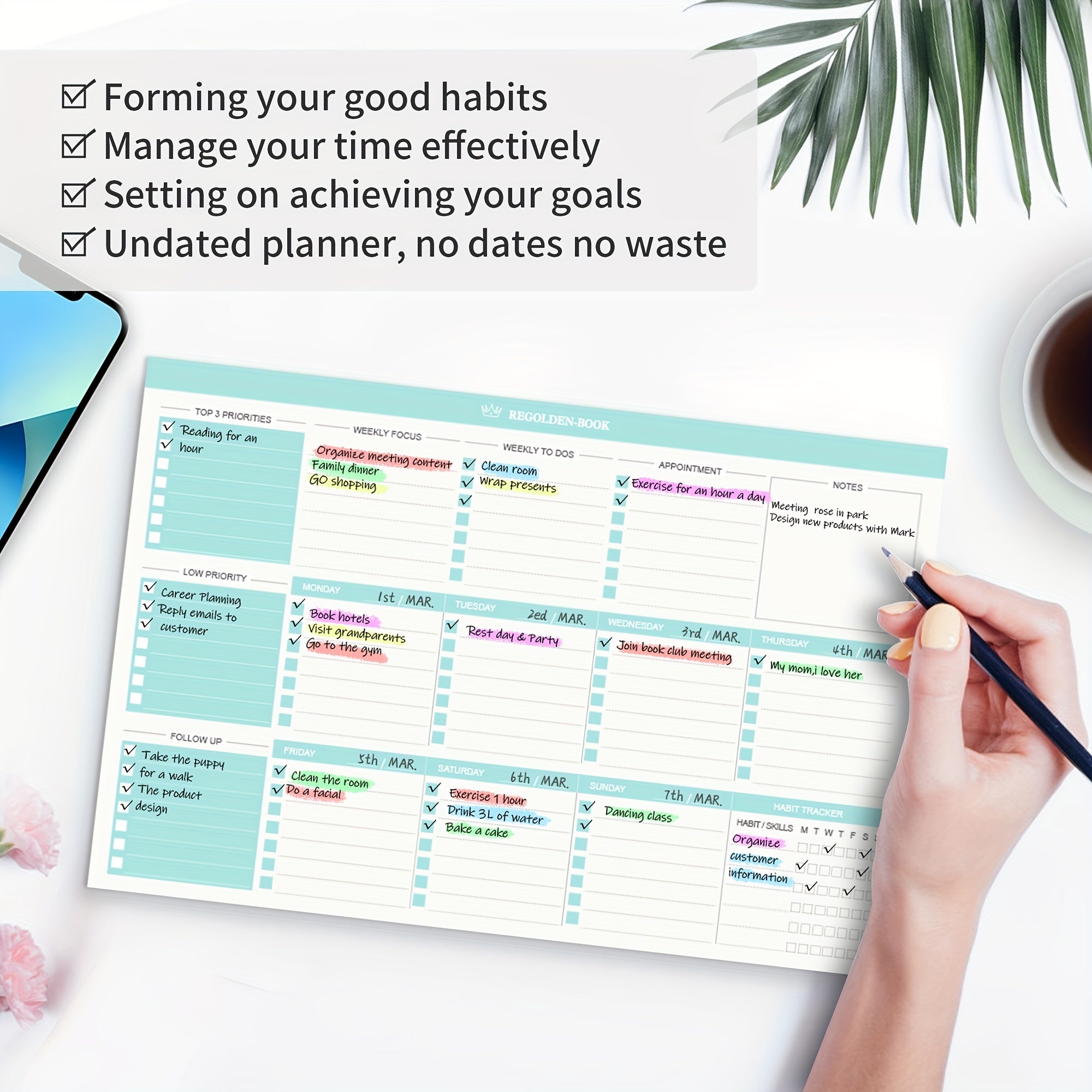 Daily To Do List Notepad Tear Off Planning Pad 52 Sheets