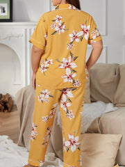 Floral Print Pajama Set Short Sleeve Lounge Two Piece