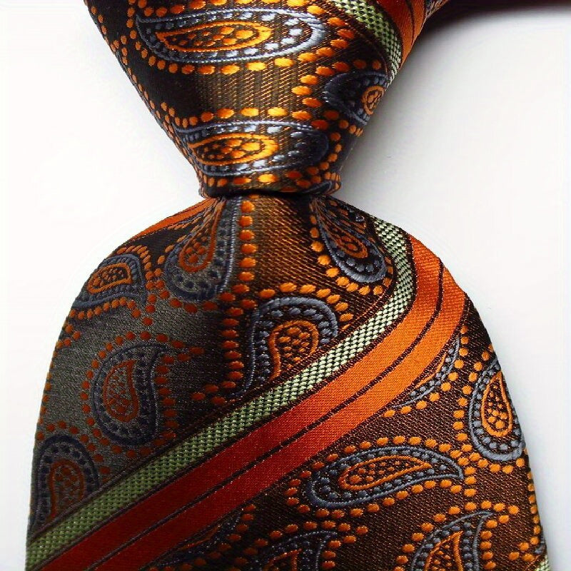 Polyester Cashew Flower Pattern Tie Men's Necktie Set Tie Red Jacquard Woven