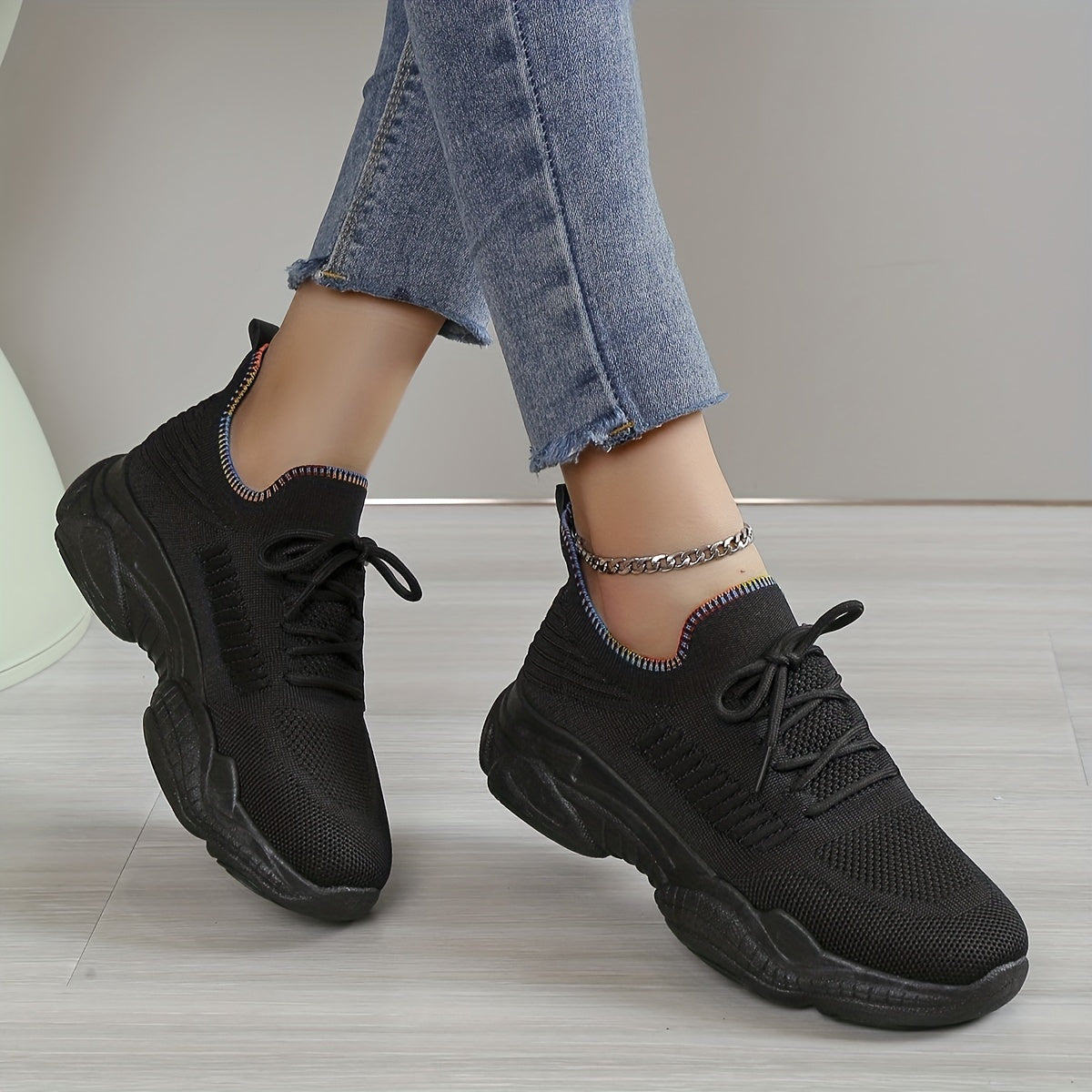 Women's Chunky Sneakers Breathable Low Top Running Trainers