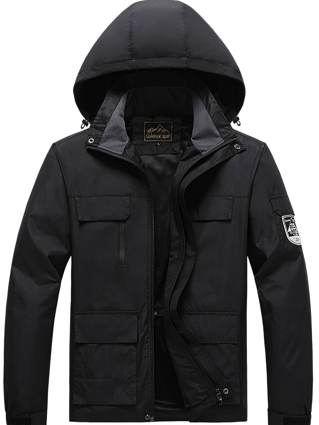 Men's Casual Waterproof Windbreaker Jacket Hooded Coat for Outdoors
