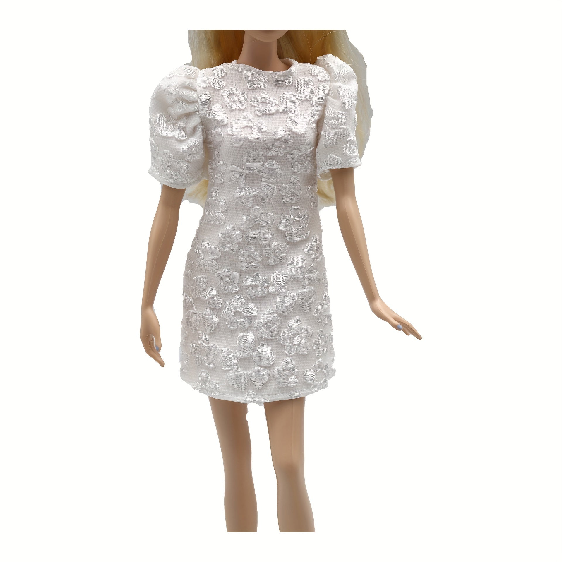 Embossed Petal Puff Sleeve Maxi Dress Supermodel Party Costume
