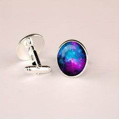 Galaxy Time Gem Glass Cufflinks Men's Shirt Decoration