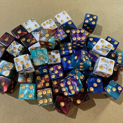 16MM 6-Sided Dice Set 10 Colors Acrylic With Velvet Bag