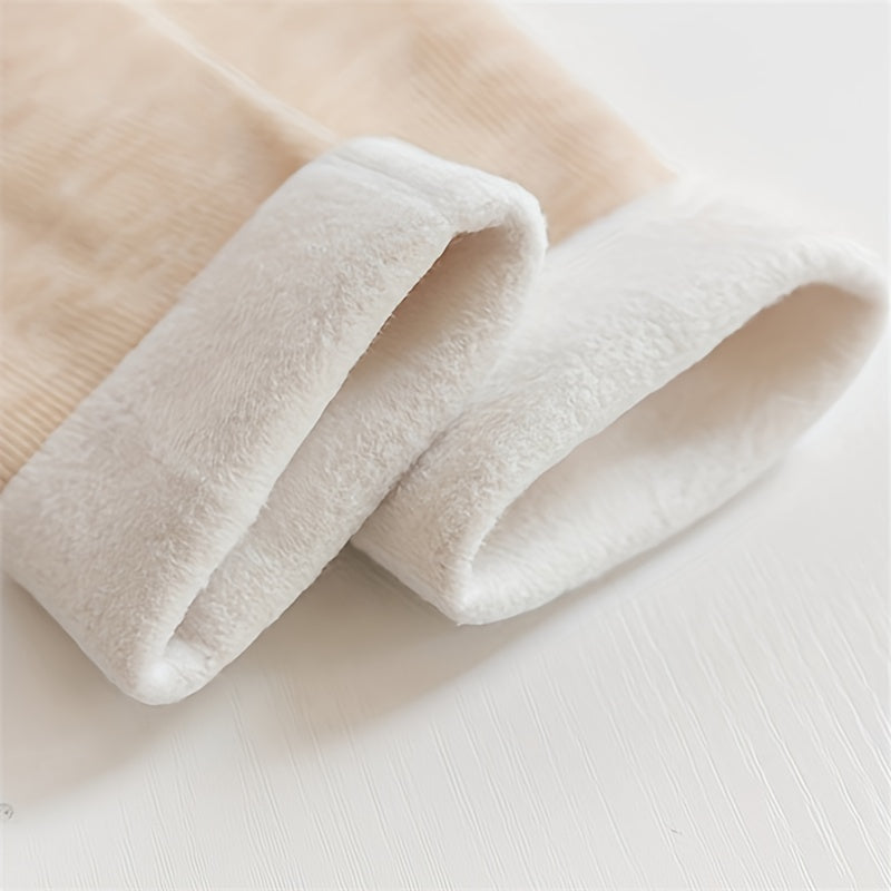 7 Pairs Plush Lined Mid Tube Socks Women's Stockings