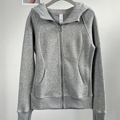 Women's Hooded Slim Fit Sports Jacket with Thumb Hole