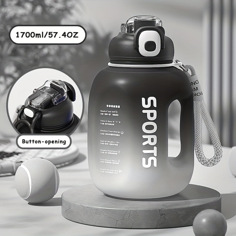 Portable Water Bottle with Straw and Scale 1700ml