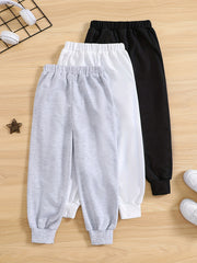 3pcs Boys Comfortable Active Sweatpants Solid Jogger Pants