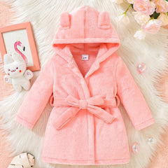 Toddler Baby Girl Soft Plush Robe Hooded Pajamas Coat Sleepwear