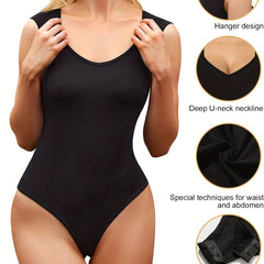 V Neck Sleeveless Shapewear Bodysuit Tank Top