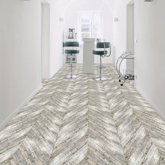 Grey Wood Floor Strips 10pcs Waterproof 15x24cm Coverings for Bathroom Kitchen