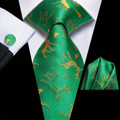 3pcs Jacquard Tie & Handkerchief & Cufflinks Sets For Men's Wedding