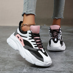 Chunky Sneakers Mesh Breathable Lace Up Running Shoes