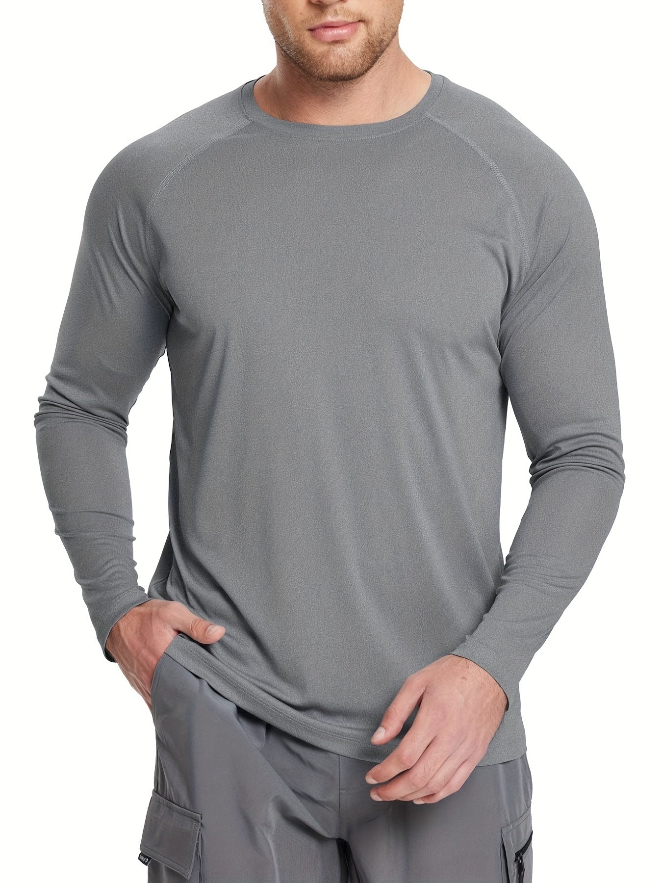 Men's UPF 50 Long Sleeve Rash Guard for Fishing Running Hiking