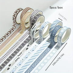 5 Rolls Basic Decorative Tape & Stickers Set