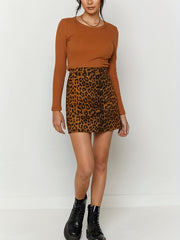 Leopard Print High Waist Mini Skirt