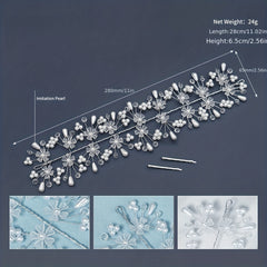Bridal Flower Head Piece Faux Pearl Hairband with Bobby Pin